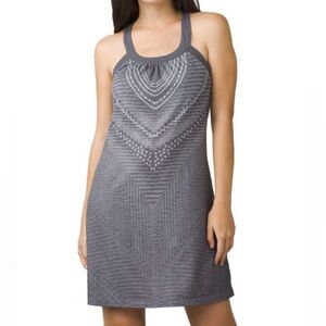 prAna Cantine Stretch Athletic Dress - Geometric Gray Organic Cotton Unlined